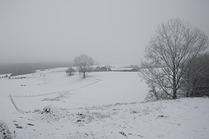 Winterbeeld van de vallei vanuit de vakantiewoning